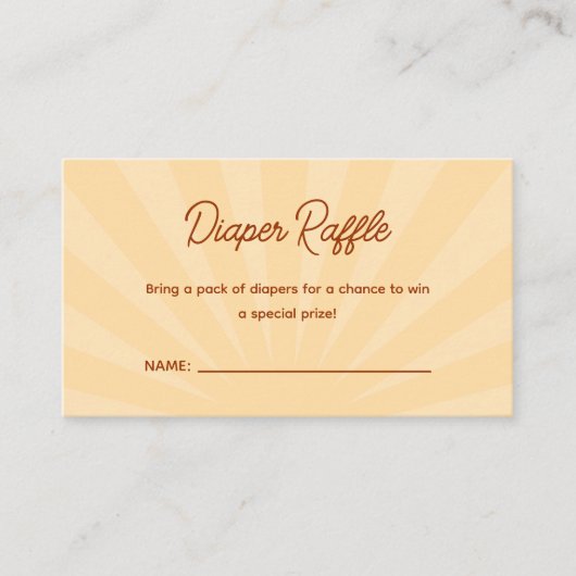 ここ来に男の子の赤ちゃんシャワーおむつラッフル エンクロージャーカード (正面)