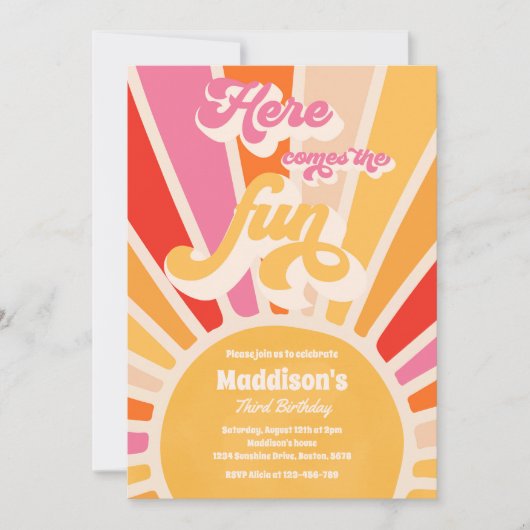 ここ来のおもしろいボホサンシャインバースデーパーティー 招待状 (正面)