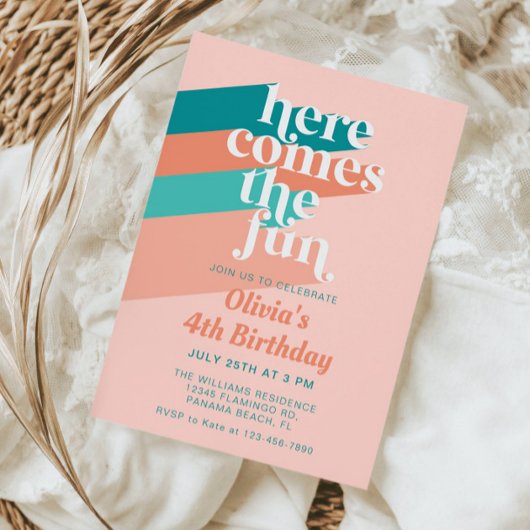 ここ来のおもしろいレトロボホバースデーパーティー 招待状