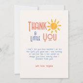 ここ来の息子レトロサンカラフルベビーシャワー サンキューカード (正面)