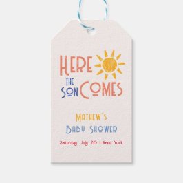 ここ来の息子レトロサンミニマルベビーシャワー ギフトタグ