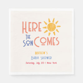 ここ来の息子レトロサンミニマルベビーシャワー スタンダードランチョンナプキン