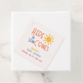 ここ来の息子レトロサンミニマルベビーシャワー フェイバータグ (インサイチュ)