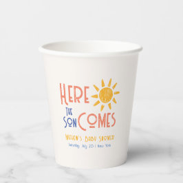 ここ来の息子レトロサンミニマルベビーシャワー 紙コップ