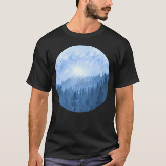 ここ来の日 – 霧の森 – 青 Tシャツ