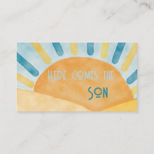 ここ来サンシャインブルーおむつ赤ちゃんシャワーゲーム エンクロージャーカード (裏面)