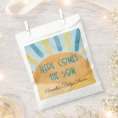 ここ来サンシャインブルーレイベビーシャワーギフト フェイバーバッグ (クリップ留めされた状態)