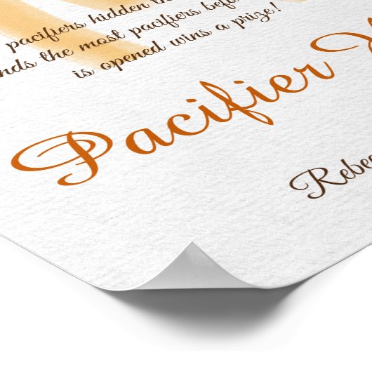 ここ来サンシャインベビーシャワーおしゃぶり狩りゲーム ポスター (角)