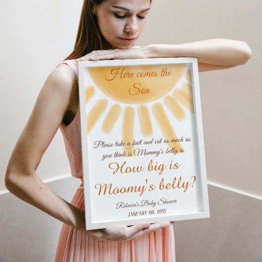 ここ来サンシャイ赤ん坊シャワーどのように大きなゲームを推測 ポスター