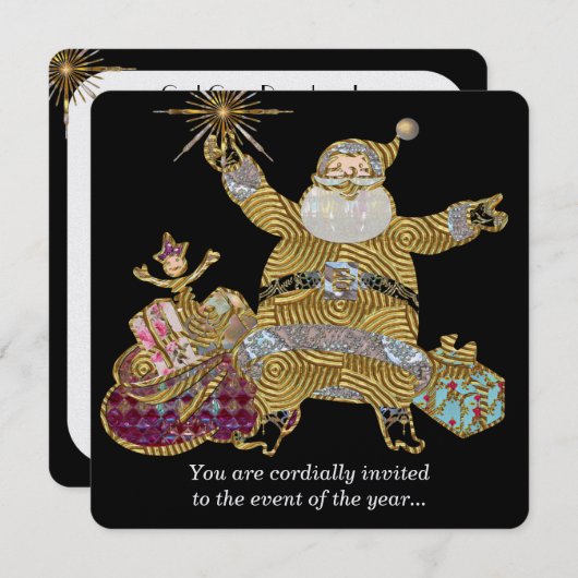 ここ来サンタエレガントクリスマス招待状 招待状 (正面/裏面)