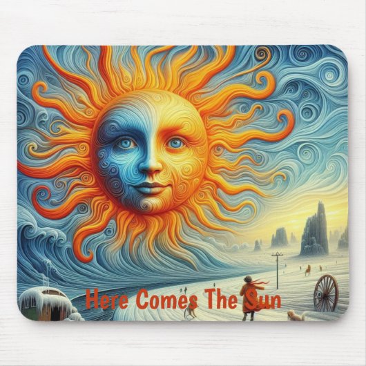 ここ来ザサン – AIアートプリント マウスパッド (正面)