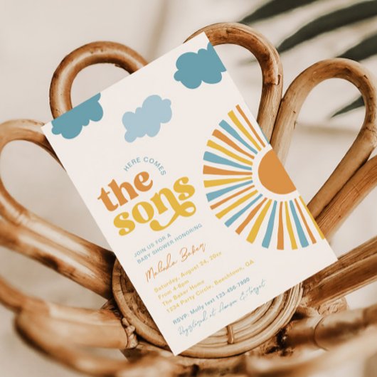 ここ来ザソンズツインボーイ赤ちゃんシャワー招待状 招待状