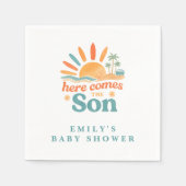 ここ来ザソンレトロ男の赤ちゃんシャワー スタンダードカクテルナプキン (正面)