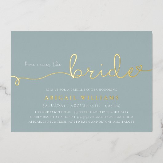 ここ来ザブライドフォイル招待状 箔招待状 (正面)