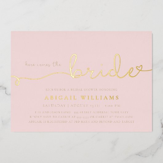 ここ来ザブライドフォイル招待状 箔招待状 (正面)