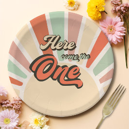 ここ来ザワンサンシャインレトロ誕生日パーティー ペーパープレート