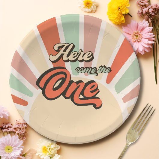 ここ来ザワンサンシャインレトロ誕生日パーティー ペーパープレート