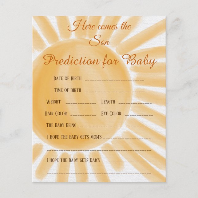 ここ来ソンレイ赤ちゃんシャワーベビー予測ゲーム (正面)