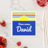 ここ来ベビー名Rising Sunおもしろいストライプ スタンダードカクテルナプキン (インサイチュ)