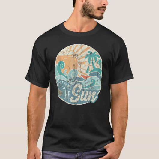 ここ来太陽レトロ60年代の暗い夏 Tシャツ (正面)