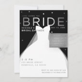 ここ来BRIDEブラックシルバーホワイトブライダルシャワー 招待状 (正面)
