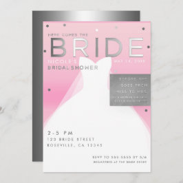 ここ来BRIDE Silver & Pinkシックブライダルシャワー 招待状