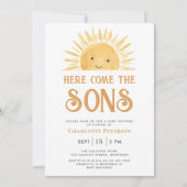 ここ来Sons Sunshine Twins Baby Shower 招待状 (正面)