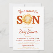ここ来The Son Sunshine Boho Boy Baby Shower 招待状 (正面)