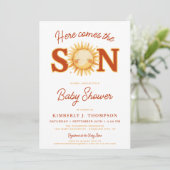 ここ来The Son Sunshine Boho Boy Baby Shower 招待状 (スタンド正面)