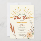 ここ来The Son Sunshine Boho Boy Baby Shower 招待状 (正面)