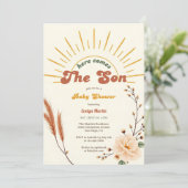 ここ来The Son Sunshine Boho Boy Baby Shower 招待状 (スタンド正面)