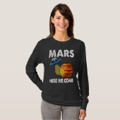 ここ私たち来火星青少年宇宙ティーズ赤火星惑星 Tシャツ (正面フル)