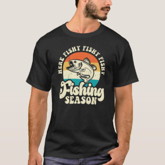 ここ魚釣りシーズンフィッシュ Tシャツ