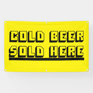 ここYで売られる冷たいビール 横断幕