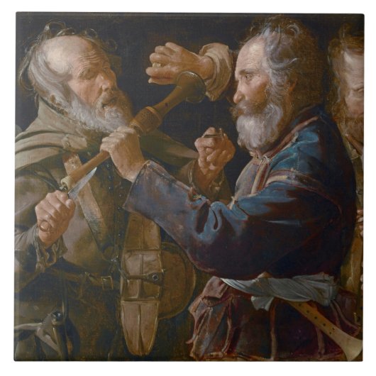 こじきの口論、c.1625-30 (キャンバスの油) タイル (正面)