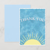 こちらが息子よ ウォーターカラー ベイビー シャワー カスタム サンキューカード (正面/裏面)