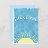 こちらが息子よ ウォーターカラー ベビーシャワー カスタム サンキューカード (正面/裏面)