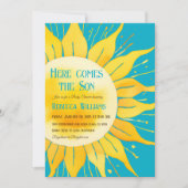 こちらが息子よ！ボーイ・ブルー・サンシャイン・ベイビー・シャワー 招待状 (正面)