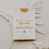 こちらが息子よ！男女混合ベビーシャワー招待状 招待状