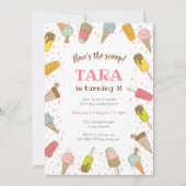 こちらが特別なニュース！アイスクリームの誕生日招待状 招待状 (正面)