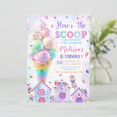 こちらが特報 パステルピンクのアイスクリーム バースデー 招待状 (スタンド正面)