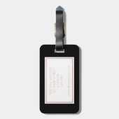 こちらにばら色の金ゴールドおよび黒いハートの荷物のラベル ラゲッジタグ (裏面縦)