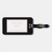 こちらにばら色の金ゴールドおよび黒いハートの荷物のラベル ラゲッジタグ (裏面横)
