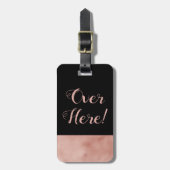 こちらにばら色の金ゴールド及び黒くフェイクなホイルの荷物のラベル ラゲッジタグ (正面縦)