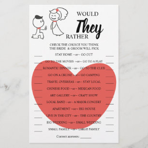 こちらのカードで「Would They Rather」ウェディングカップルシャワーを実施 チラシ