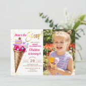 こちらのスイーツガールズ アイスクリーム バースデー フォト 招待状 (スタンド正面)