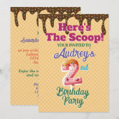 こちらのワッフルコーン招待状が特別なバースデーにぴったり！ 招待状 (正面/裏面)