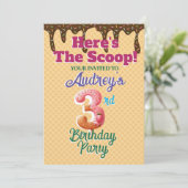 こちらのワッフルコーン招待状が特別な誕生日をお祝いします 招待状 (スタンド正面)