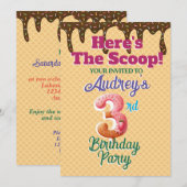 こちらのワッフルコーン招待状が特別な誕生日をお祝いします 招待状 (正面/裏面)