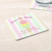 こちらはスクープのアイスクリーム夏のベビーシャワー スクエアペーパーコースター (アングル)